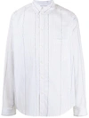 Balenciaga Logo-print Pinstriped Shirt In Weiss