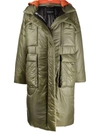 Versace Hooded Puffer Coat In Grün