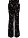 RED VALENTINO ROSE-PRINT ELASTICATED-WAIST TROUSERS