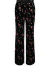Red Valentino Rose-print Elasticated-waist Trousers In Schwarz