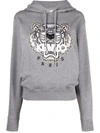 KENZO TIGER-EMBROIDERED COTTON HOODIE