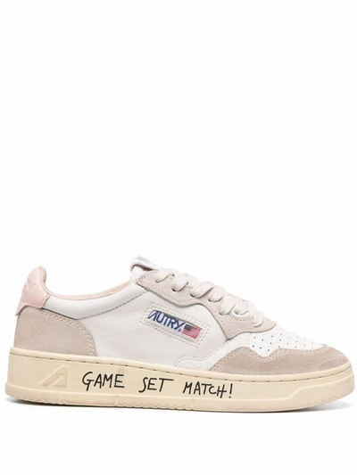 Autry Game Set Match! Suede-panel Sneakers In Bianco