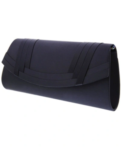 Nina Avis Woven Flap Satin Clutch In Navy