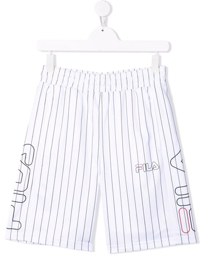 Fila Kids' Stripe-print Track Shorts In White