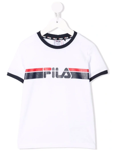 Fila Kids' Logo-print Cotton T-shirt In White