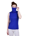 Ny Collection Women's Sleeveless Top With Mask, Cowl Shell Neck In Surf The Web