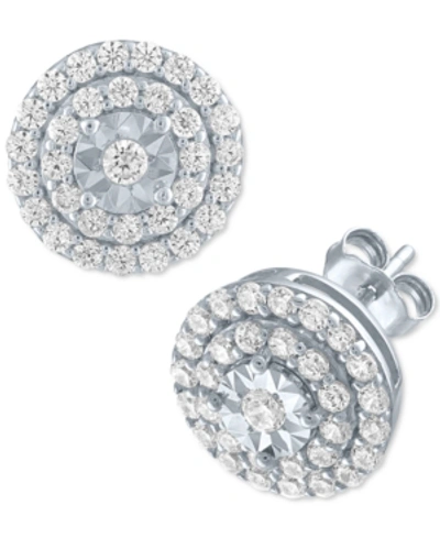 Forever Grown Diamonds Lab-created Diamond Cluster Stud Earrings (3/4 Ct. T.w.) In Sterling Silver