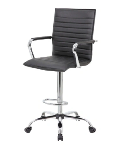 Boss Office Products Ribbed Drafting Stool In Black