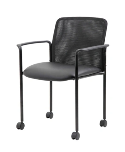 Boss Office Products Mesh Guest Chair With Casters In Black