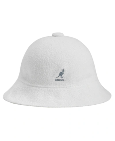 Kangol Bermuda Casual Logo-embroidered Felt Bucket Hat In White