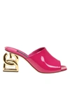 Dolce & Gabbana Women's Interlock Logo Heel Patent Leather Mule Sandals In Fucsia