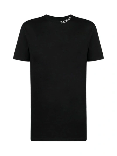Balmain Printed Collar T-shirt In Noir/blanc