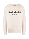 BALMAIN PRINTED SWEATSHIRT,WH1JQ005B115 GFE IVORIE NOIR