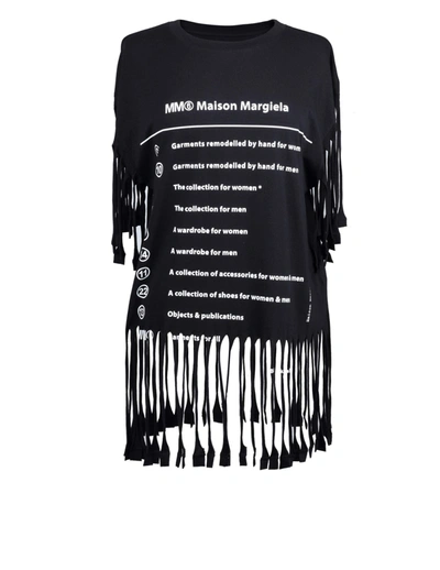 Mm6 Maison Margiela Mm6 Cotton Jersey T-shirt With Fringes In Black