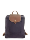 Longchamp Nylon And Leather Le Pliage Original Backpack In Blueberry