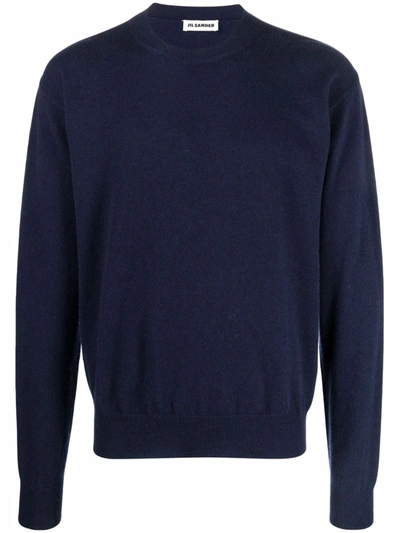 Jil Sander Crew-neck Cashmere Jumper In Blue