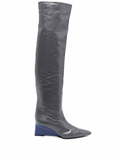 Jil Sander Point-toe Wedge Boots In Grau