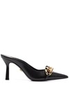 Versace Medusa Chain-trim Backless Mules In Black