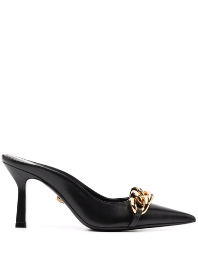 Versace Medusa Chain-trim Backless Mules In Black