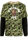 A BATHING APE LAYERED CAMOUFLAGE T-SHIRT