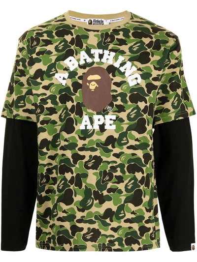 A Bathing Ape Layered Camouflage T-shirt In Grün