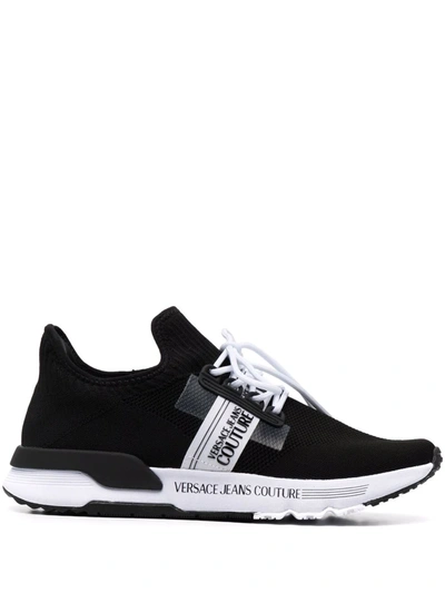 Versace Jeans Couture Logo-print Lace-up Trainers In Schwarz