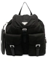 Prada Black Re-nylon And Saffiano Backpack With Pouch Women In Schwarz