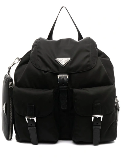 Prada Medium Re-nylon Backpack In Black