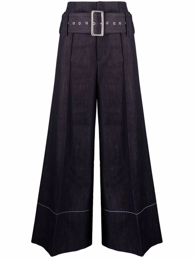 10 Corso Como High-waist Belted Denim Trousers In Blau