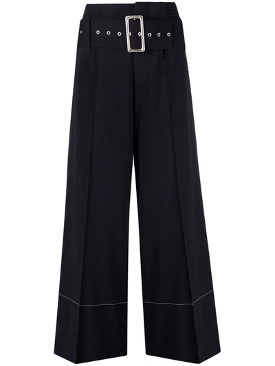 10 Corso Como High-waist Belted Wide-leg Trousers In Blue