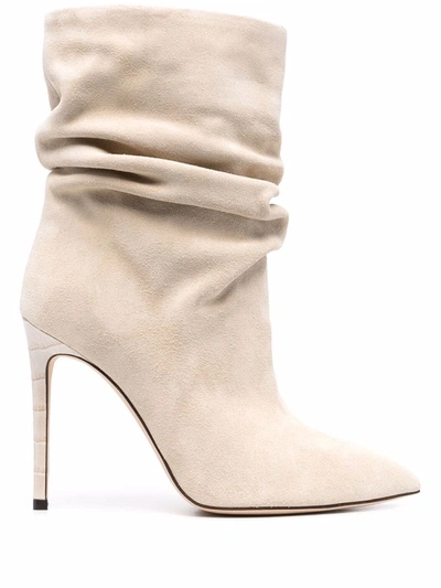 Paris Texas Slouchy Suede Boots In White