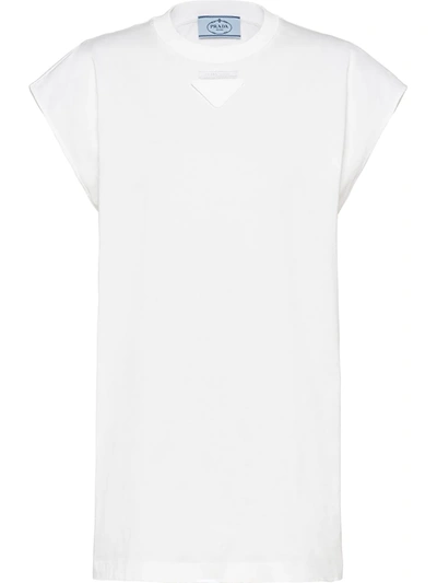 Prada Logo-patch T-shirt In Bianco