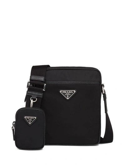 Prada Re-nylon Logo-plaque Shoulder Bag In Black