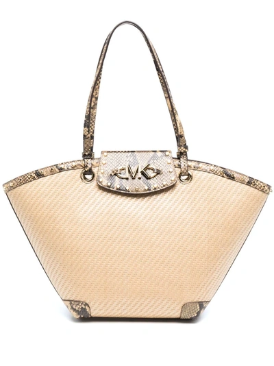 Shops Michael Kors Izzy Straw/Snakeskin Tote