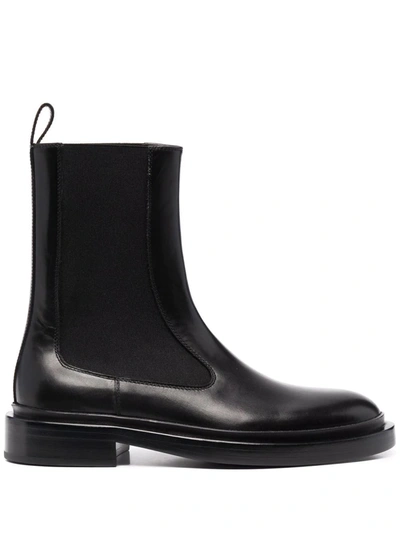 Jil Sander Leather Chelsea Boots In Black