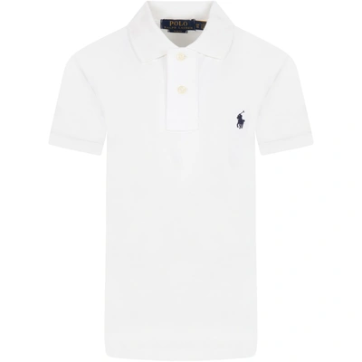 Ralph Lauren White Polo Shirt For Kids With Pony Logo