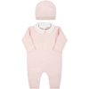 Fendi Beige Set For Babykids With Douple Ff In Pink