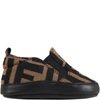 FENDI BROWN SNEAKERS FOR BABYKIDS WITH DOUBLE FF,BMR087 A6A6 F0E0X