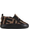 Fendi Brown Sneakers For Babykids With Double Ff In Brown