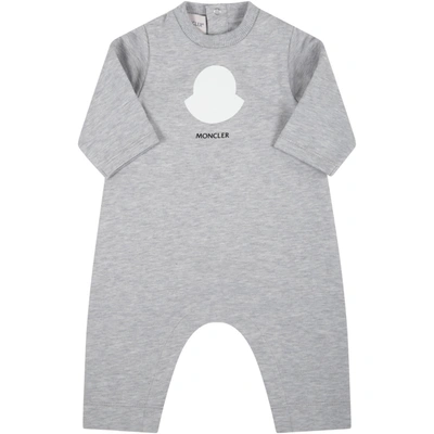 Moncler Grey Babygrow For Baby Kids With Logo