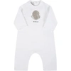 MONCLER WHITE BABYGROW FOR BABY KIDS WITH LOGO,951 - 8L732 - 00 - 809EH 002