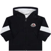 MONCLER BLUE SWEATSHIRT FOR BABY KIDS WITH ICONIC PATCH,951 - 8G717 - 20 - 80996 778
