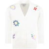 STELLA MCCARTNEY IVORY CARDIGAN FOR KIDS WITH FLOWERS,603005 SQM05 9100