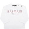 BALMAIN WHITE T-SHIRT FOR BABY GIRL WITH LOGO,6P8800 Z0003 100RS