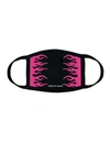 VISION OF SUPER BLACK AND FUCHSIA FLAMES FACE MASK,VOS/FACEMASK BLACK/FUXIA