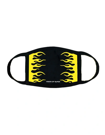 Vision Of Super Black And Yellow Flames Face Mask In Black/y.ipg