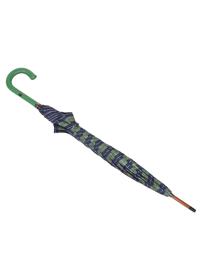 Eddy Monetti Check & Stripe Umbrella In Blue/green