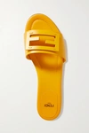 Fendi Womens Yellow Ff-embellished Leather Sliders 4 In Yellow