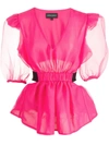 Cynthia Rowley Gracie Puff-sleeve Organza Top In Pink