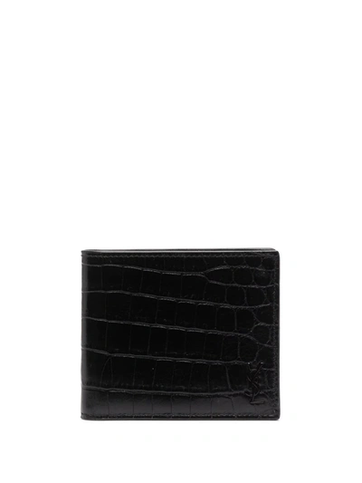 Saint Laurent Croco-effect Wallet In Black